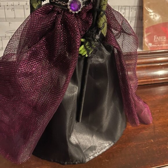 Halloween Witch Treetopper Fancy Dress Purple, Orange, & Black - Cone Base - Picture 4 of 8
